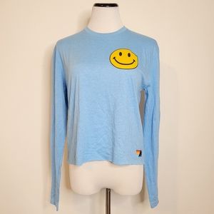 Aviator Nation Smiley Face Long Sleeve Boyfriend Tee